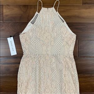 SHONA JOY High Neck Ivory Lace Midi Dress Sz US 6